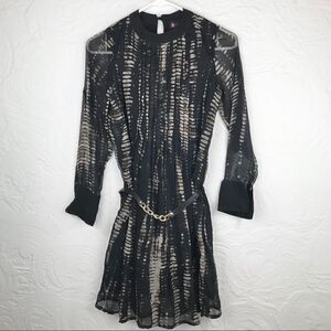 Belle Fille India print sheer pleated dress-XS